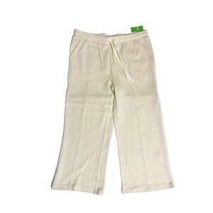 DIP Women’s Soft Utility Comfortable Crop Pants Beige Drawstring Waist Medium